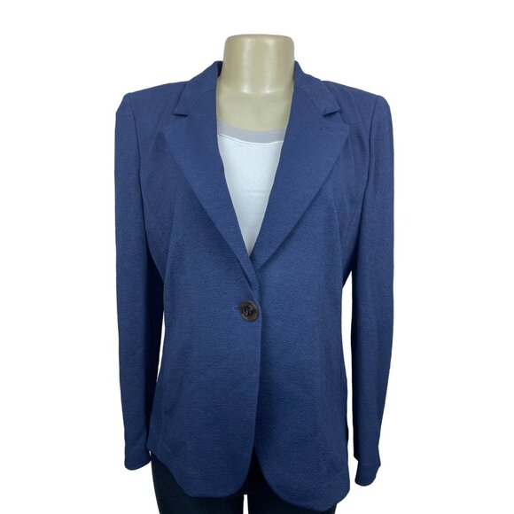 Giorgio Womens Textured Blazer Jacket Size 48 Blue Made In Italy - Picture 1 of 8